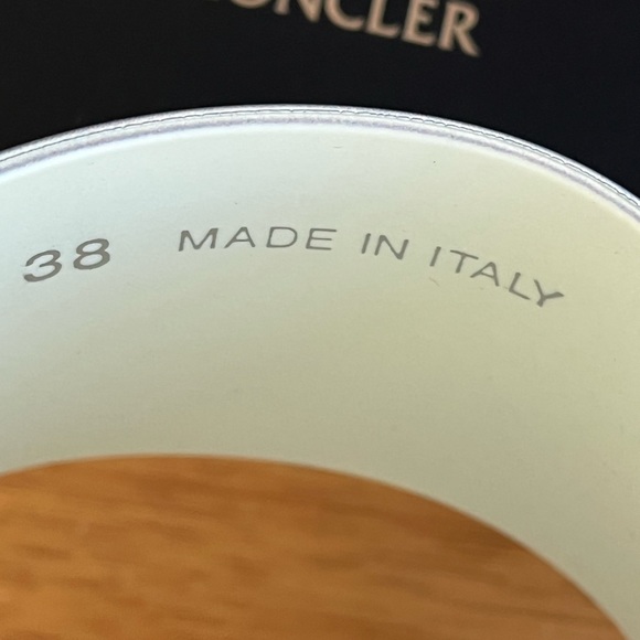 Moncler Women's Striped Logo Embossed Rubber Slide 'Jeane' Sandals in White - Picture 7 of 8